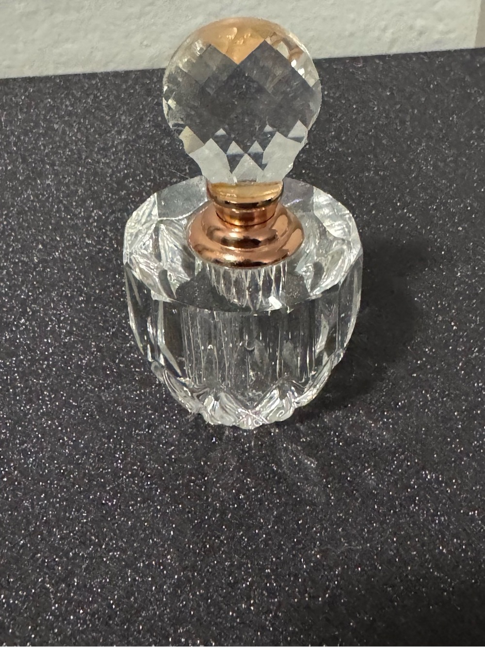 Crystal Glass Perfume Bottle with Rose Gold Accent